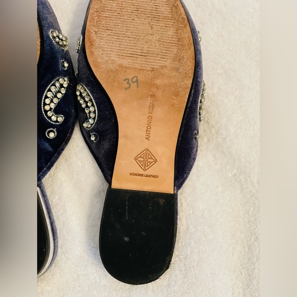 ANTONIO MELANI Genuine Leather | Velvet Embellished Flats | Offers Welcome SZ 6M - Picture 12 of 13